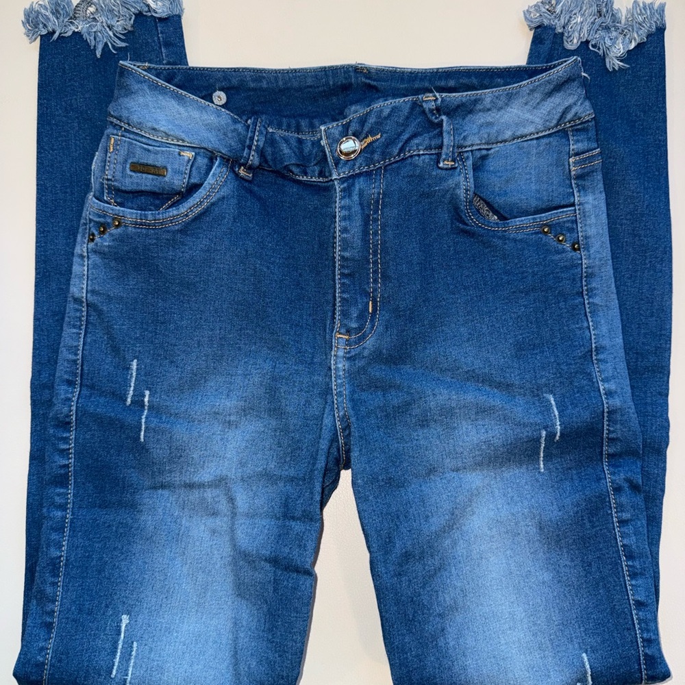 Colombian Skinny Jeans in Indigo Blue - Stretch Denim